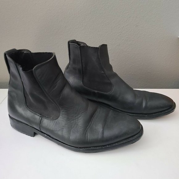 HESCHUNG Chelsea Style Boots Black Leather Men's Size 9.5 - Picture 2 of 8
